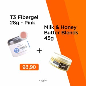 Gel T3 Fibergel UV Pink 28g+Butter Blend Milk E Honey 42g
